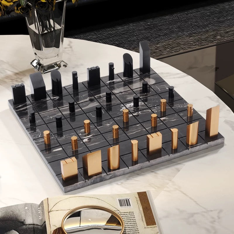 Chess metal and marble